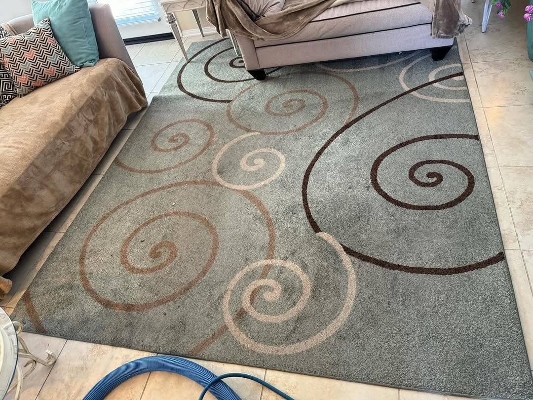 Crystal Clear Carpet cleaning an area rug in a customer's home
